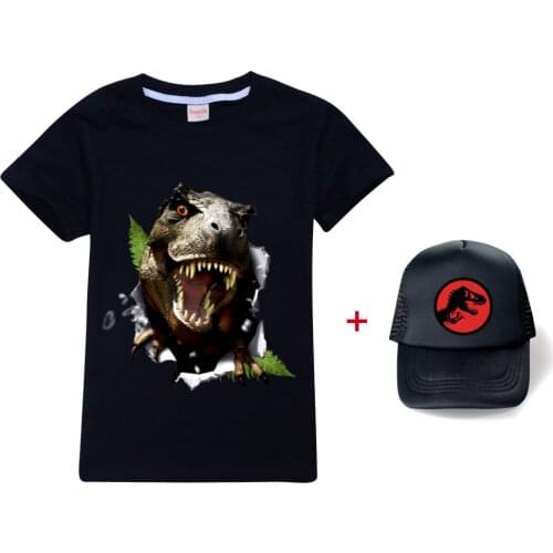 Summer Jurassic Park Anime Clothes For Kids Dinosaur Cosplay T-shirt Pullover 100% Cotton Leisure Fashion Kids Boys Girls Tops