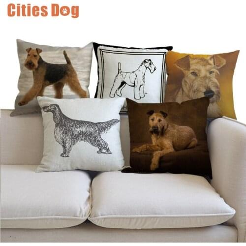 Animal dog Irish Terrier linen Pillow Cushion cover Decorative Pillowscase Cushions sofa cojines coussin Office car almofada