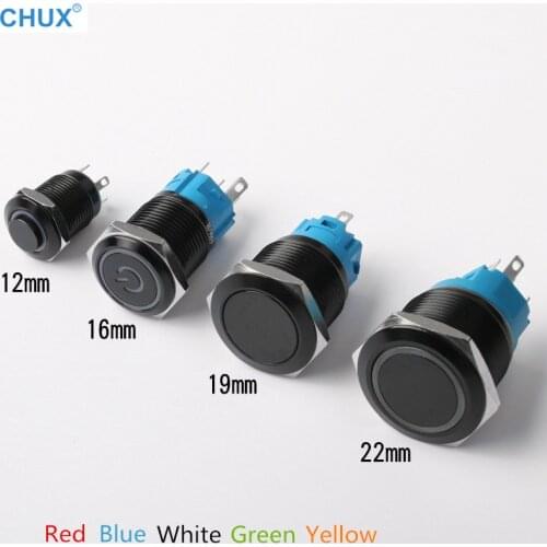 Metal Push-button Switch 12mm 16mm 19mm 22mm Self-locking Momentary with red yellow blue green white Led Switch