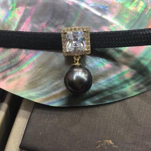 925 Silver Fashion Pearl Necklace Mounting, Black Choker Classic Necklace Settings Rock Jewelry Parts Fittings Charm Accessories