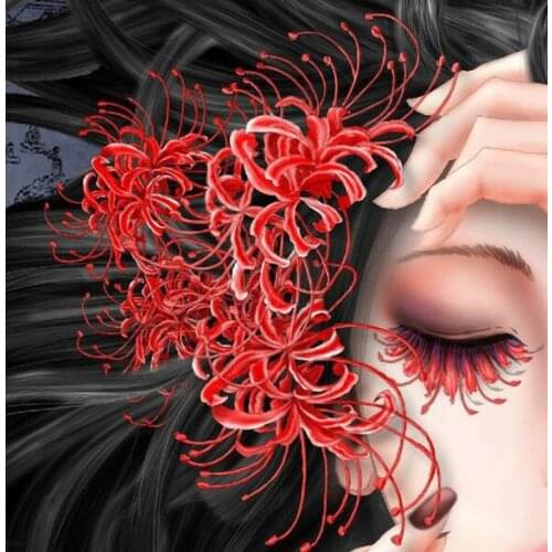 Red Flower, eyes, abstract fashion Art Needlework 14CT Canvas Unprinted Handmade Embroidery Cross Stitch Kits DIY Home Decor