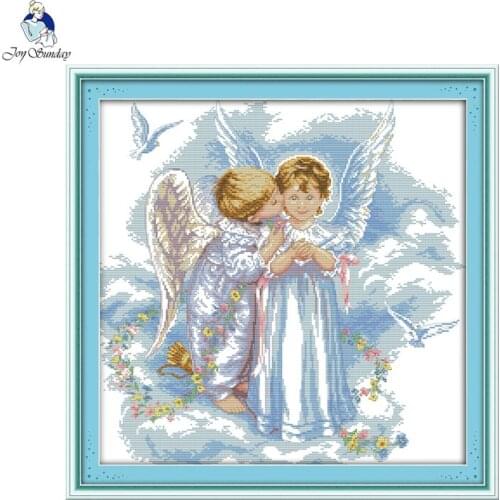 Joy Sunday Whisper of Angels Pattern 11CT 14CT Large Living Room Decoration Grid Embroidery Needlework Manual Cross Stitch Kits