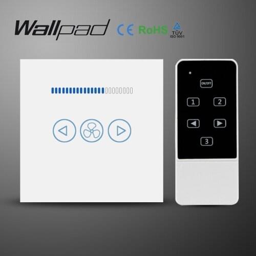 Wallpad White Luxury Galss Panel EU UK Remote Control Smart ElectricTouch Fan Regular Wall Switch With LED indicator