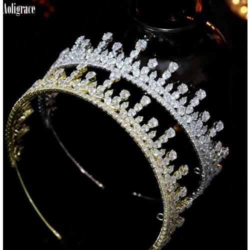 2021 New Zircon Wedding Crown CZ Princess Bride Tiara Birthday Queen Party Heapieces Gold Silver Cubic Zirconia Hair Accessories
