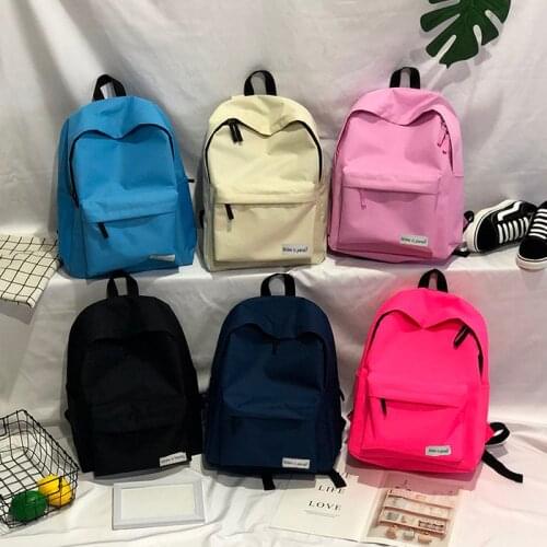 2021 Solid Color Fashion Backpack Canvas Harajuku Style School Bag Large Capacity Traveler Backpack Teenager Girls Boy Shcoolbag