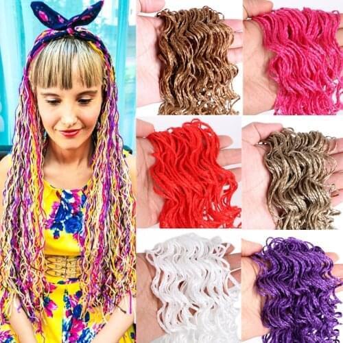 Full Star synthetic colored curly pigtails zizi braids crochet hair extension corrugation box braids hair stands Green Pink