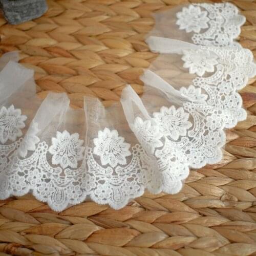 19Yards 9cm Mesh Cotton Embroidery Lace Trim Handmade DIY Garment Needlework Sewing Accessories Fabric Clothing Decoration 479