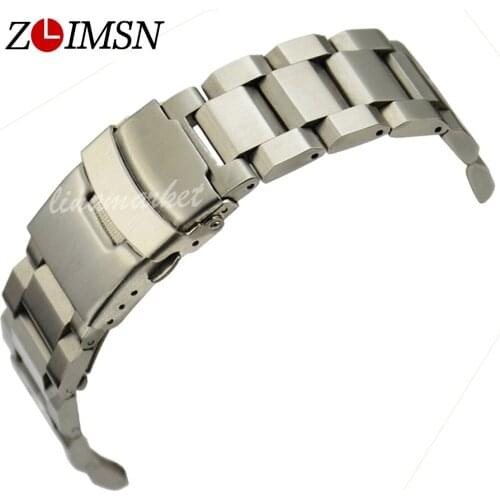 ZLIMSN Silvery Bracelet Solid Stainless Steel Watchband 20 22 24mm Luxury Military Metal Band Replacement Relogio Feminino S15
