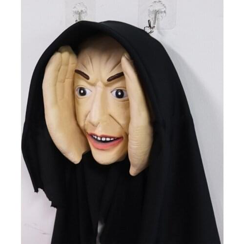 Halloween Scary Peeper Hanging Mask Horror Realistic Giggle Peeping Clown Indoor Outdoor Window Decoration Spooky Party Props