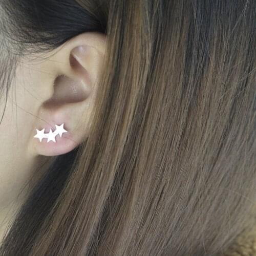 GORGEOUS TALE Modish Jewelry Ornament For Couple Stainless Steel Aros Three Set of Stars Post Earrings For Women Bridesmaid Gift