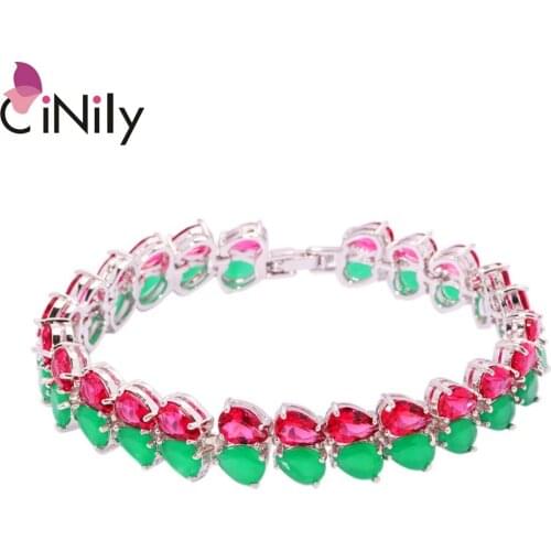 CiNily Multigem Rose Gold Silver Plated Wholesale Hot Sell Jewelry for Women Engagement Chain Bracelet 7 5/8" NS1483-92
