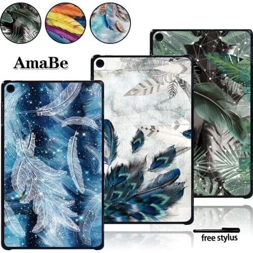 Plastic Feather Pattern Hard Shell Case Cover for Amazon Fire HD 8 (6th/7th/8th Gen, 2016 2017 2018 Release) Tablet Accessories