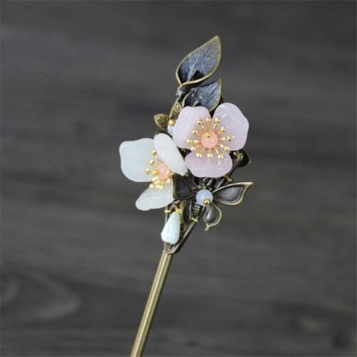1pcs Handmade Retro Copper Flower Hairpin Hair Stick for Hanfu Cosplay Jewelry Accessories Decor Collection for Women Girl