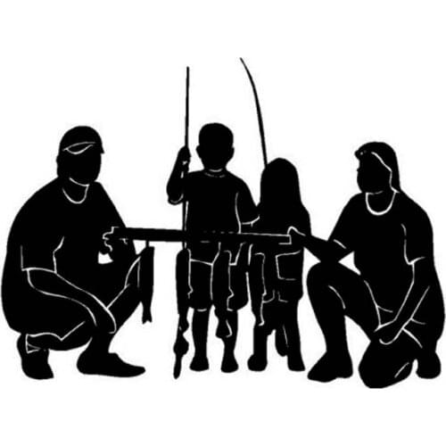 16cm*11.9cm Family FISHING Fun High Quality Vinyl Car-styling Car Sticker Decal Laptop Suitcase Helmet Skateboard Sticker