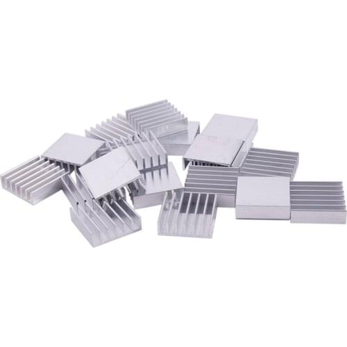 20Pcs 20mm x 20mm x 6mm Aluminum Heatsink Radiator Cooling Fin Silver Tone