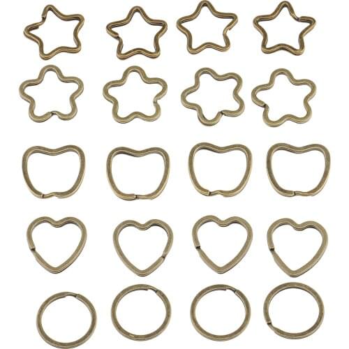 20 Pieces Alloy Bronze SPILT KEY RING Key Chain Small Ring Finding Mixed Style