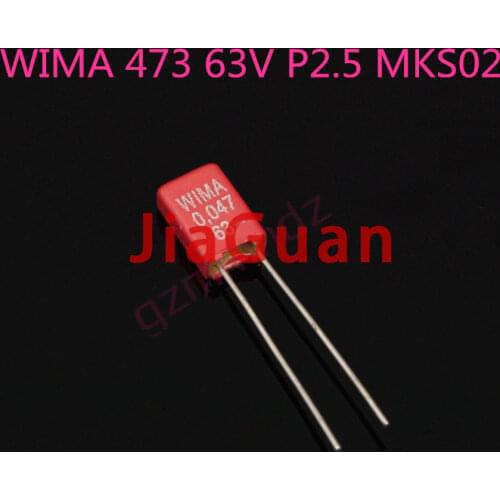 20pcs NEW WIMA MKS02 0.047UF 63V 47NF/63V P2.5MM audio film capacitor mks02 473/63v MKS2 473 63V 47NF