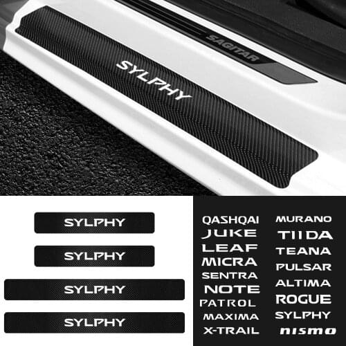 4Pcs Car Stickers Carbon Fiber threshold Sticker Sill Anti Scratch Decal For Nissan Qashqai Juke Leaf Micra Sentra NOTE Patrol