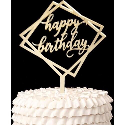 Acrylic Mirror cake Topper ,Happy Birthday Round Shape Acrylic Cake Topper
