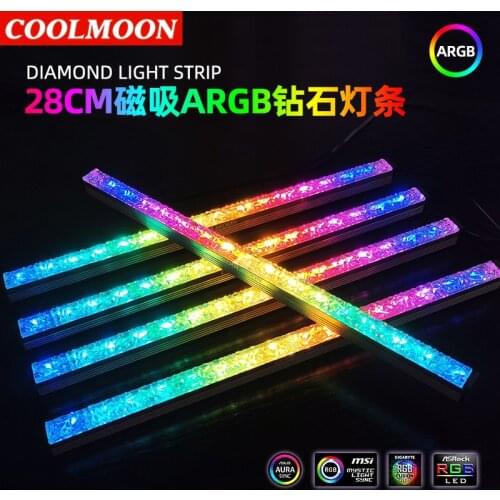 Aluminum RGB Light Strip 5V 3PIN ARGB Led Diamond Magnetic Multicolor Pollution Color Atmosphere Lamp For Computer Case Chassis