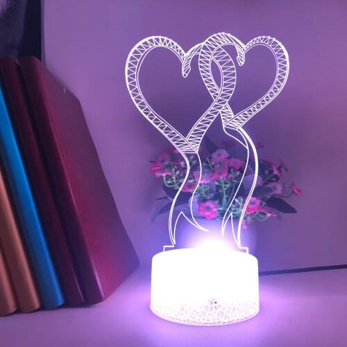 Atmosphere 3D Lamp Table Bedroom LED Night Light Nightlight Heart Shape APP Control Mothers Day Gift Wedding Party Decoration