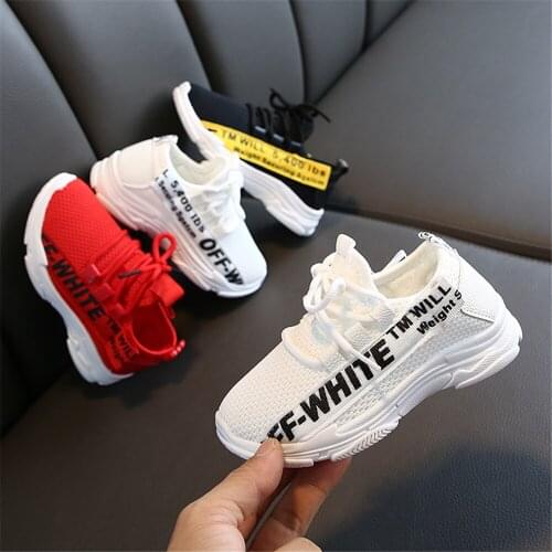 Childrens mesh sneakers 2021 new boys and girls breathable running shoes college students sport shoes white shoes for child