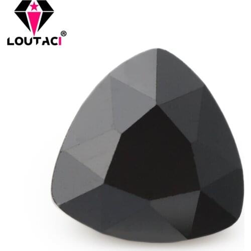 LOUTACI Precious Fine Jewelry 5A Gemstone Black Color Trillion Shape Cubic Zirconia Small Size 3x3-6x6mm