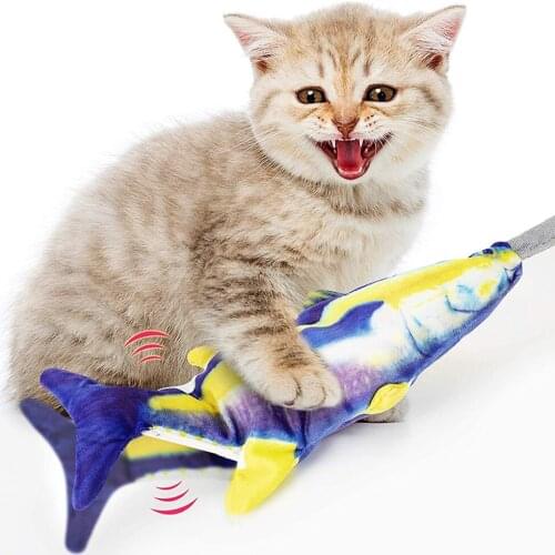 Moving Fish Cat Toy Realistic Interactive Flopping Fish Cat Kicker Catnip Toys with Air Bag Funny Flipping Cat Toy for Exercise