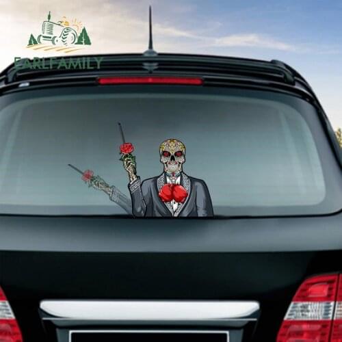 EARLFAMILY 20cm for Sugar Skull Wiper Vinyl Car Stickers Windshield Decal Funny Campervan Car Accessoires Waterproof Sunscreen