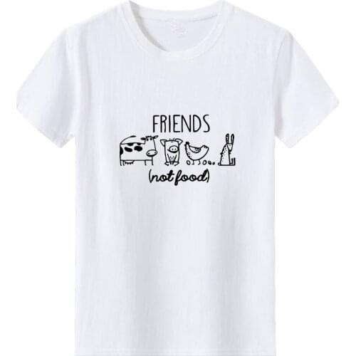FRIENDS Not Food T-shirt WOMEN Animal Graphic Print Tshirt Women Summer Harajuku Hipster T Shirt Streetwear Women Loose Top