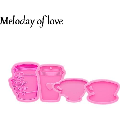 Glossy Coffee cup Keychain Mold Silicone Resin Mould DIY for Epoxy Making Jewelry Necklace chocolate Polymer Clay DY0367