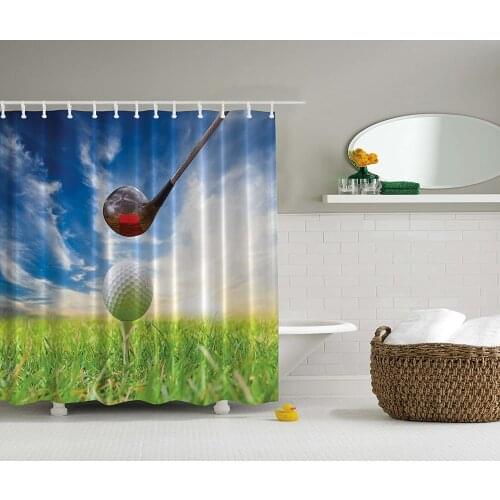 Golf Masculine Sports Clubs Decor Field Home Bathroom Curtains Accessories Decorations Art Picture Print Fabric Shower Curtains