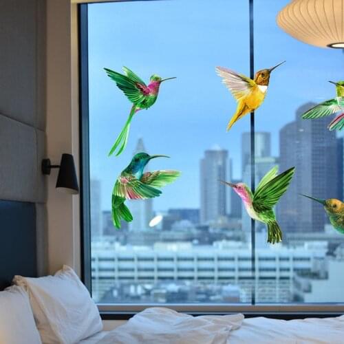 Simulation 3D Glass Electrostatic Sticker 12pcs Bird Anti-collision PVC No Glue Removable Window Decoration Film Home Decor