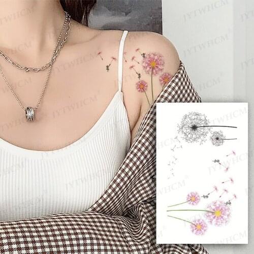 Fake Tattoo Stickers Dandelion Womens Waterproof Temporary Tattoo Arm Flash Body Art Tattoos and Body Painting One-time Tattoos