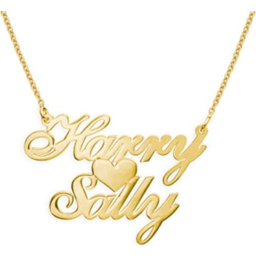 Personalized Couple Name Necklaces Stainless Steel Custom Heart With Nameplate Necklaces For Women Love Jewelry Friendship Gifts