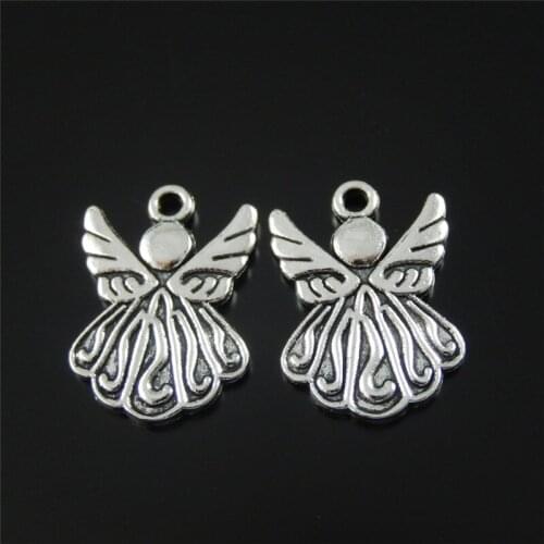 Julie Wang 10pcs Mini Charms Antique Silver Color Angle Pendant Handmade Hanging Crafts Jewelry Making Accessories