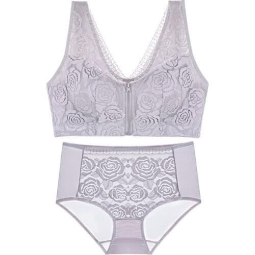 Sleeping vest plus size bra set sports top Front zipper yoga sports underwear set plus size big size push up bra set 52D