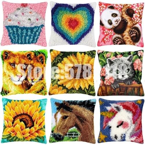 Beautiful dolphin Sunset Carpet Embroidery Pillow Knooppakket Needlework Set Latch Hook Cushion Button Package knoopkussen