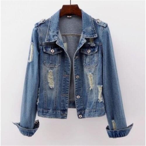 Women Denim Jacket Coat Jean Casual Pattern Female Basic Coat Slim Windbreaker Pockets Vintage Autumn Slim Lady Outwear