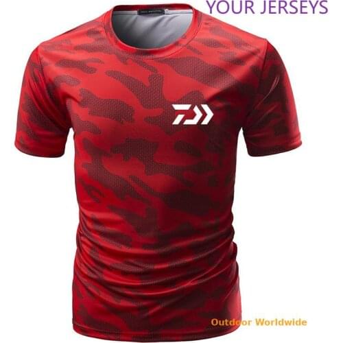 Summer Daiwa Clothes for Fishing Camouflage Outdoor Tshirt Breathable Letter Short Sleeve Top Sport Quality Tee