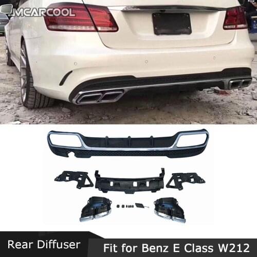 PP Material Rear Bumper Lip Diffuser with Exhaust for Mercedes Benz E Class W212 E350 E400 E63 AMG Sport 2013-2016 Non standard