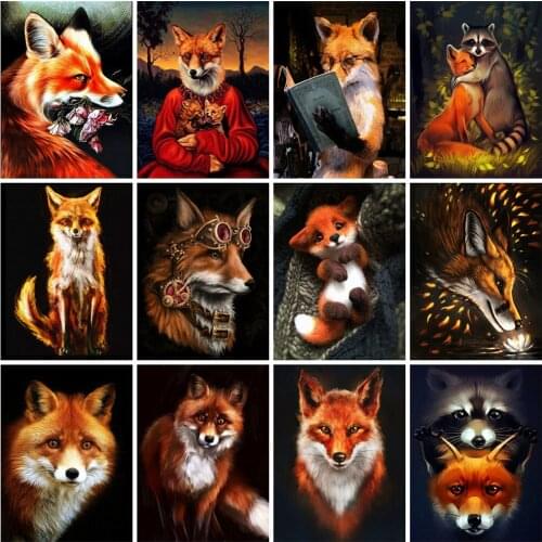CraftArtGo 5D DIY Diamond Embroidery fox Full Square Round Rhinestone Mosaic Painting Cross Stitch Flowers Diamond Kit