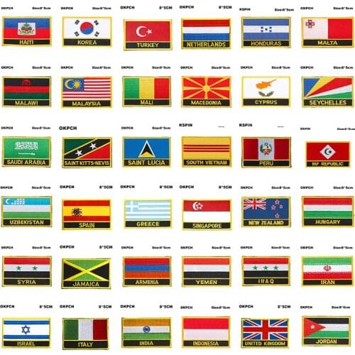 National Flag Badges Iron on Patch South Korea Turkey Netherlands Honduras Malta Malawi Macedonia Cyprus