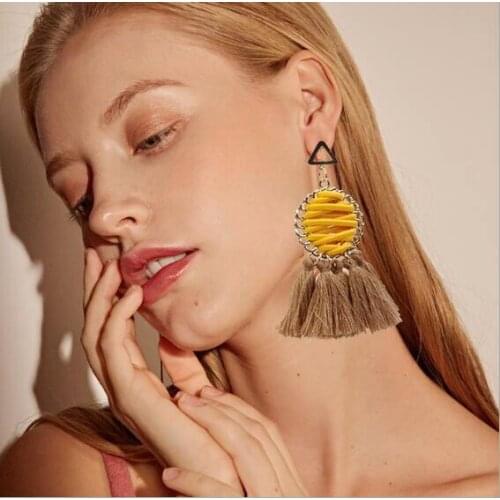 2019 Newest Hot Sale Long Drop Dangle Fringe Earrings Vintage Women Lady Tassel Earrings 11 Colors Boho Statement Brand Jewelry