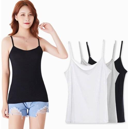 2021 New Summer Camisoles Slim Render Sexy Women Adjustable Spaghetti Strap Tank Top Undershirt U Croptops Tank Tops 3 colors