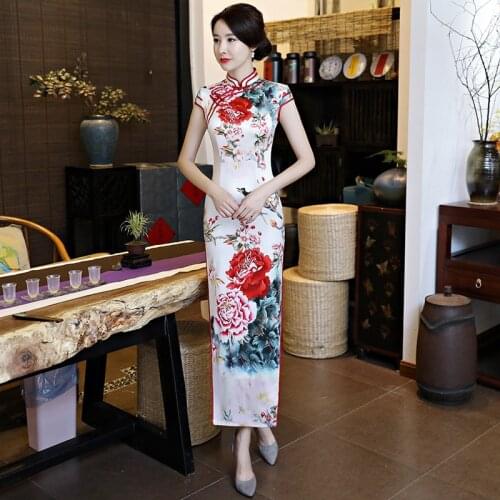 New Fashion Cheongsam Modern Chinese Dress Elegant Women Wedding Qipao Classic Short Sleeve Oriental Style Dresses Robe Chinoise