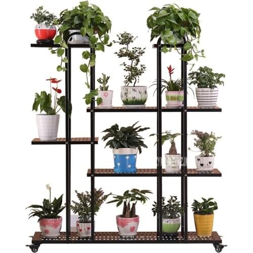 New Outdoor Balcony Multi-layer Landing Plant Flower Pot Stand Garden Decoration Indoor Planter Pot Stand Wheeled Flower Shelf