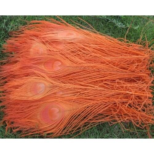 Wholesale 50 PCS beautiful orange 25-30 cm/10-12 inches high quantity peacock feathers all sorts of adornment