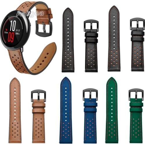Unisex PU Leather Watch Band Strap for Xiaomi Huami Amazfit PACE Smart Watch Replacement Wrist band strap Leather Bracelet 22mm