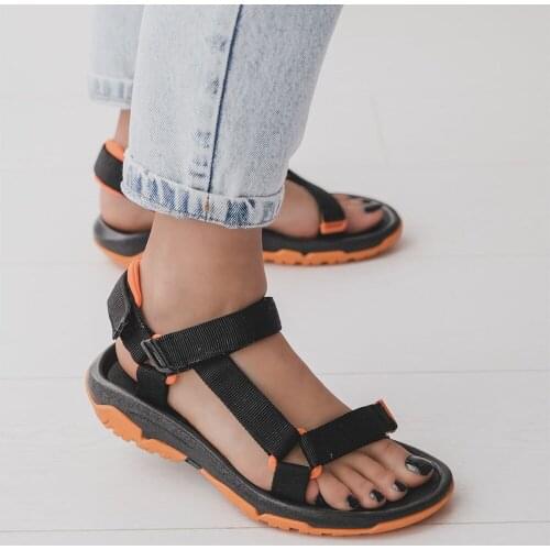 Sandals Velcro Flat Sole Womens Sandals Black Comfortable Quality Shoes Daily